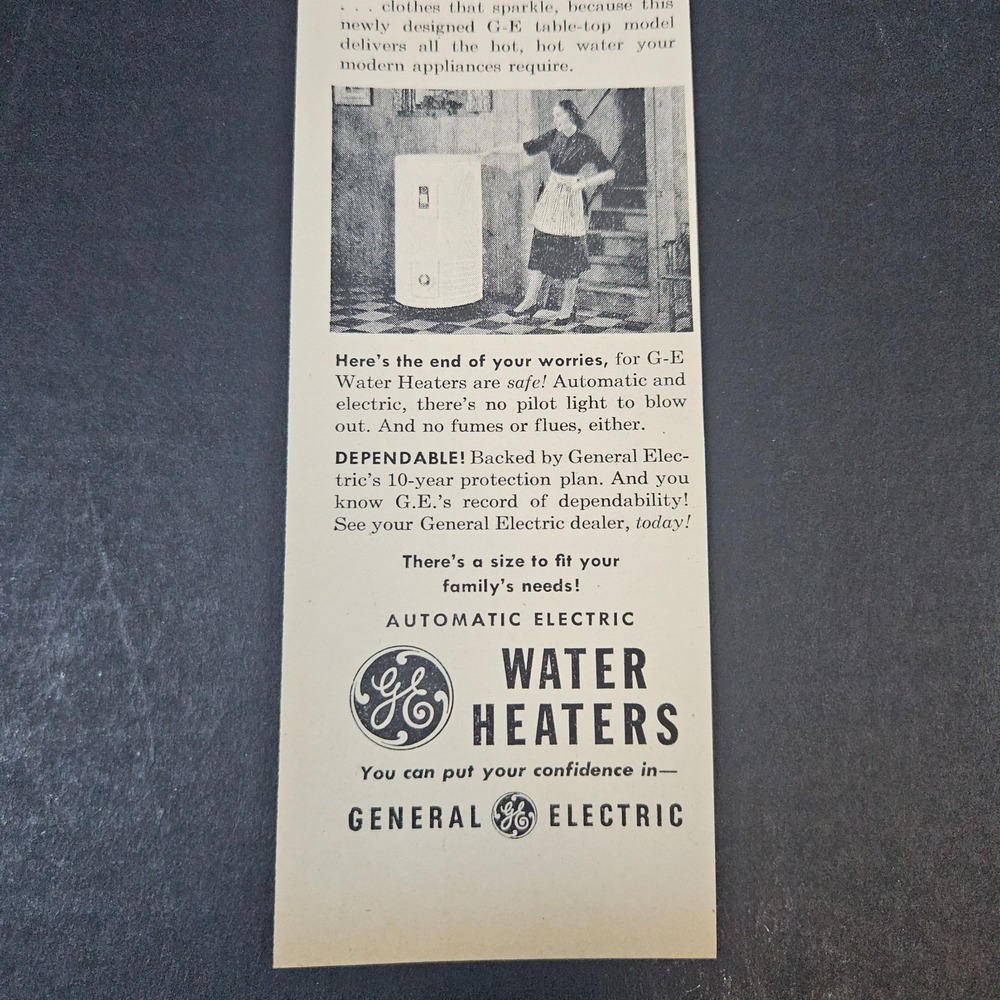 1953 GE General Electric Automatic Water Heaters Vintage Print Ad No Pilot Light